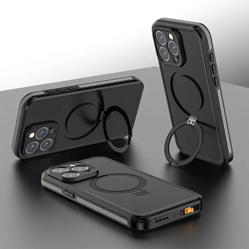 Magnetic Charging with Stand Anti Fall IP68 Waterproof Case For iPhone 16 15 Pro Max Plus Drop proof Diving Swim Outdoor Sport