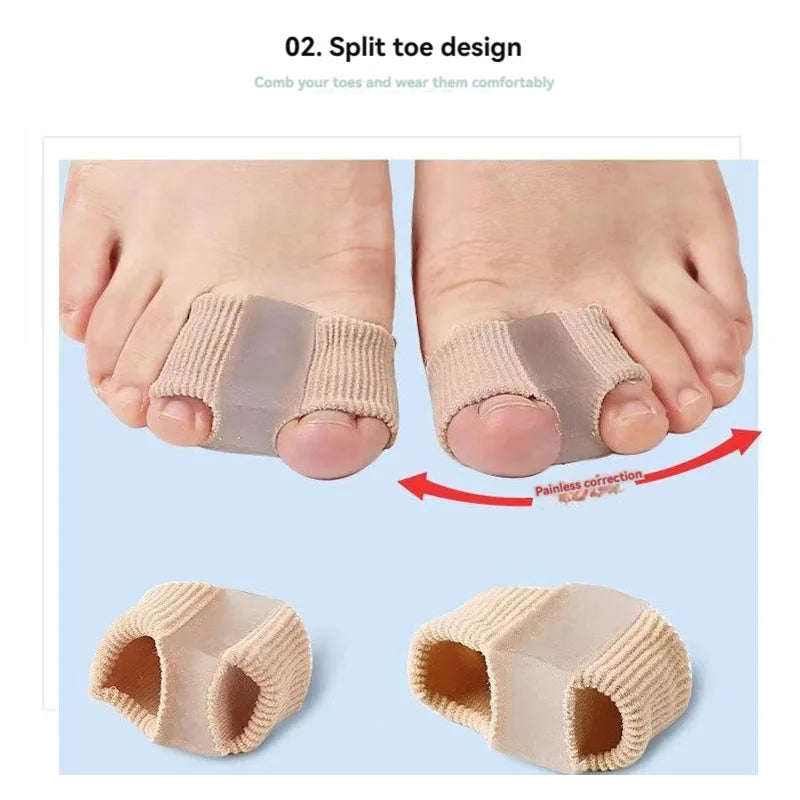 2 PCs Toe Separator Fiber Double Hole Gel Block Big Toe Separator Silicone Men'S And Women'S Fiber Double Hole Set Toe Orthotics