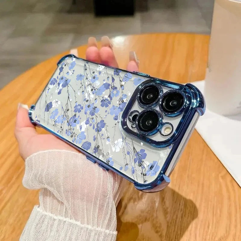 Luxury Plating Clear Flower Case For Realme 15 14 Pro Plus 15T 5G C53 C51 C55 C15 C20 C35 C33 C85 12 13 9 Pro Plus GT 7 Cover