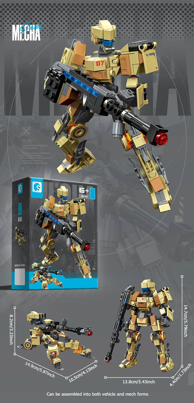 SEMBO Transforming Mech Assemblage Building Block MOC Robot Model Bricks Car Construction Set Kids Toys for Boys Birthday Gifts