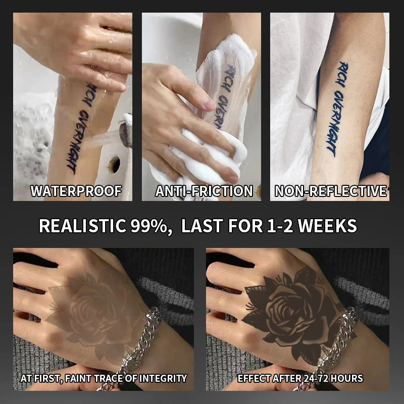 Rose, cool temporary tattoo stickers, durable waterproof, semi permanent herbal tattoo stickers