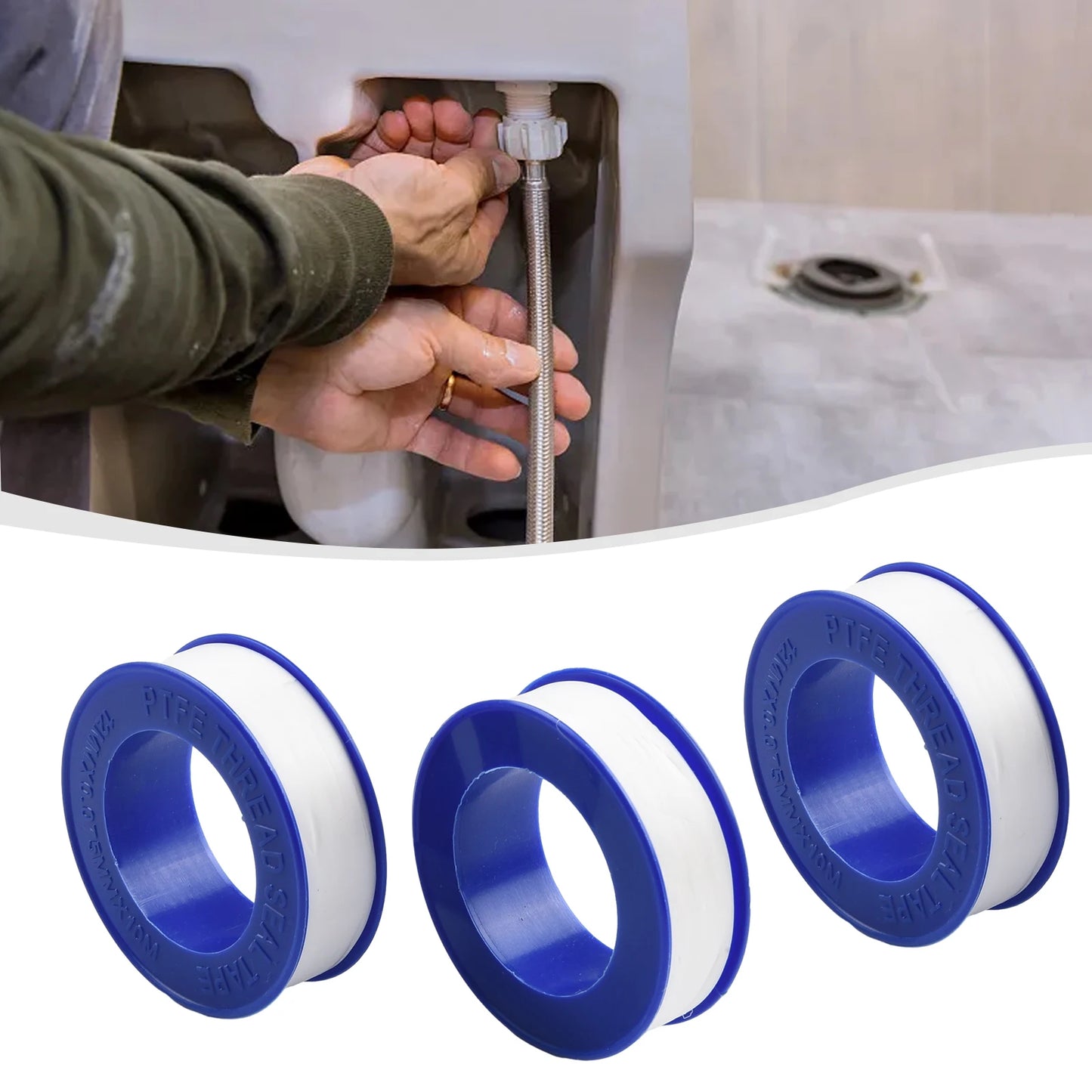 3Pcs White Pipe Thread Seal Raw Material Tape Faucet Sealing Thread Tape PTFE Roll Plumbing Plumber Fitting Tape Sealing Tape