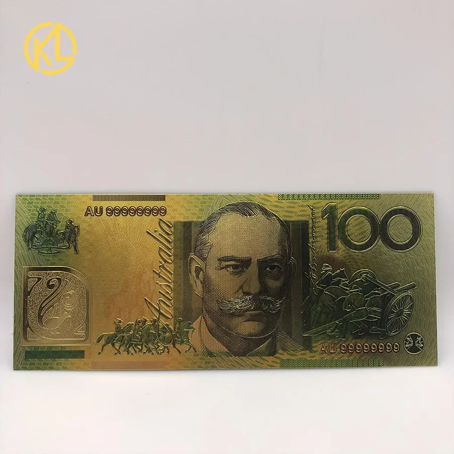 8 Designs  Australia 100 Dollar Gold Banknote Plated Colorful AUD100 Dollar Gold Foil Banknote Currency Collection