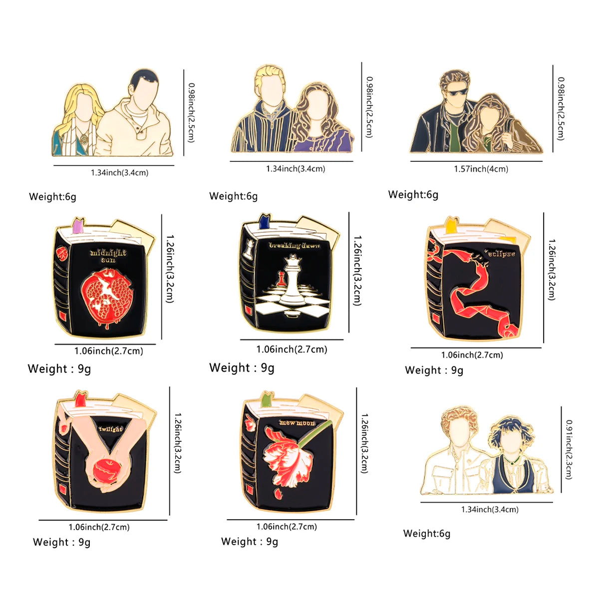 Love Movie Characters Pins Cartoon Badges Brooches for Clothing Enamel Pin Couple's Badges Jewelry Accessories Gifts for Friends