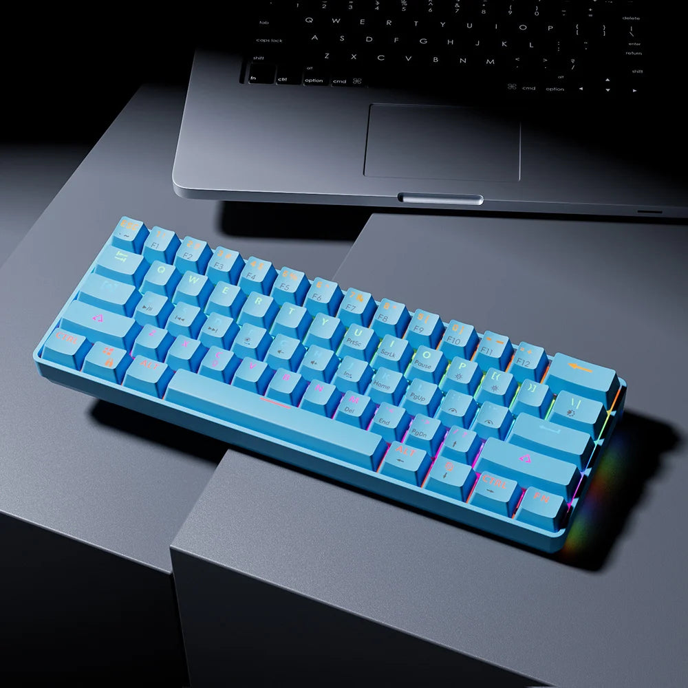 MUCAI 61USB Wired Mechanical Keyboard Red Axis 61 Keys Hot Swappable Interface RGB Lighting Compact Practical Design
