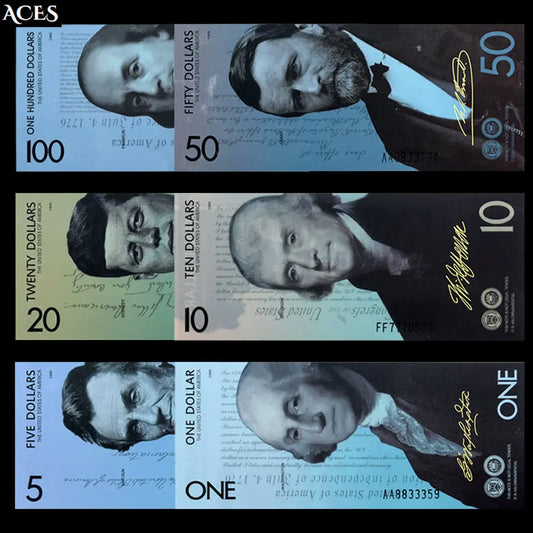 6pcs US President's New Dollar banknotes 1 5 10 20 50 100dollars Ticket The Great People Paper Money with UV Mark Souvenir Gift