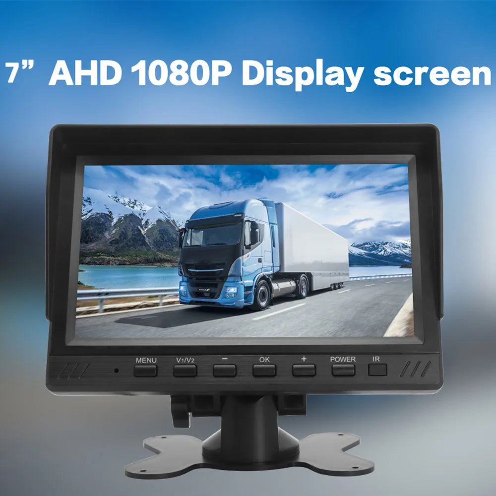 Smartour AHD 7inch TFT LCD Car HD Monitor Rear View Monitor Support CVBS 1080P AHD Camera 2 x 4PIN Video Input