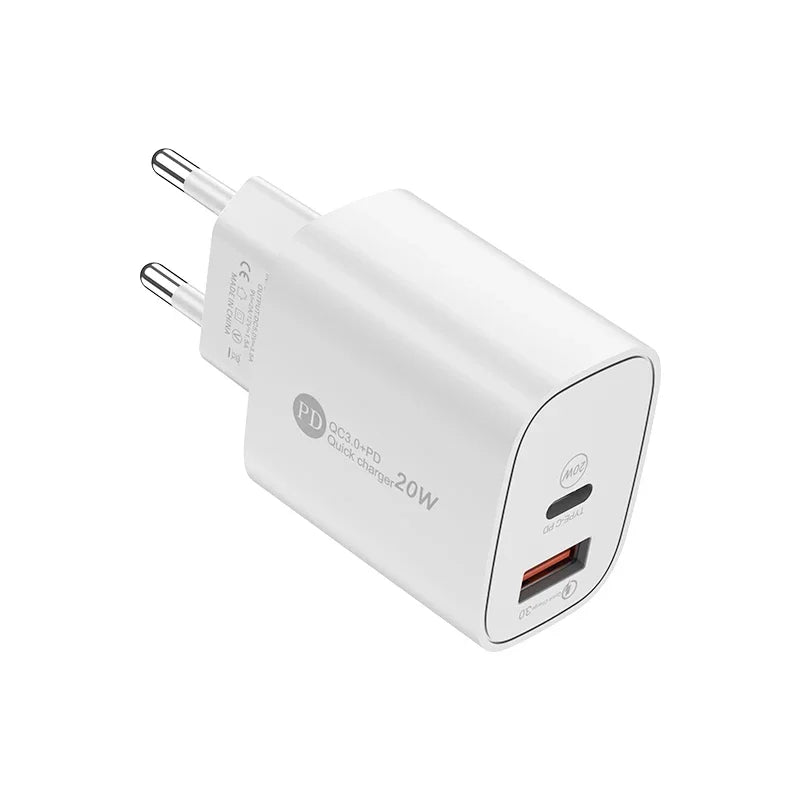 20W USB C Charger PD Fast Charging Quick Charge QC3.0 Type C Mobile Phone Wall Adapter for IPhone 15 Samsung Xiaomi USB Charger