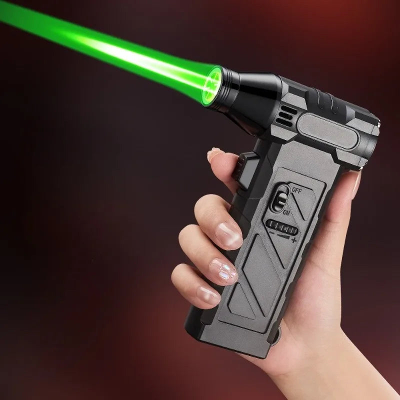 Outdoor Multifunctional Green Flame Butane Torch Lighter Three in One Whistle Lifesaving Whistle and Compass Welding Gun Lighter