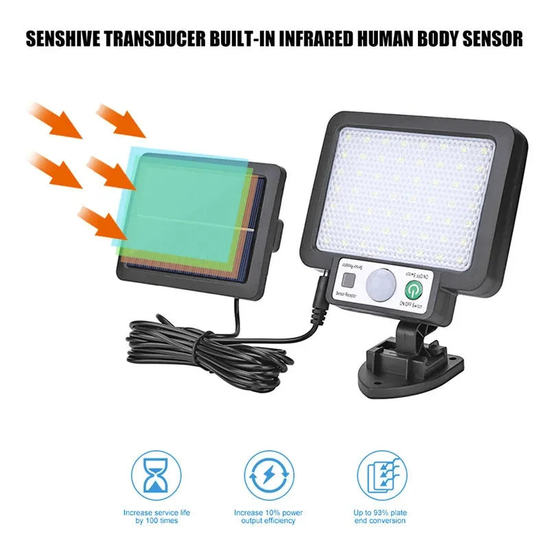 72LED Solar Lights Solar Split Wall Lamp 3 Mode Waterproof Motion Sensor Lamps Garden Street Lighting For Garden Wall Lamp