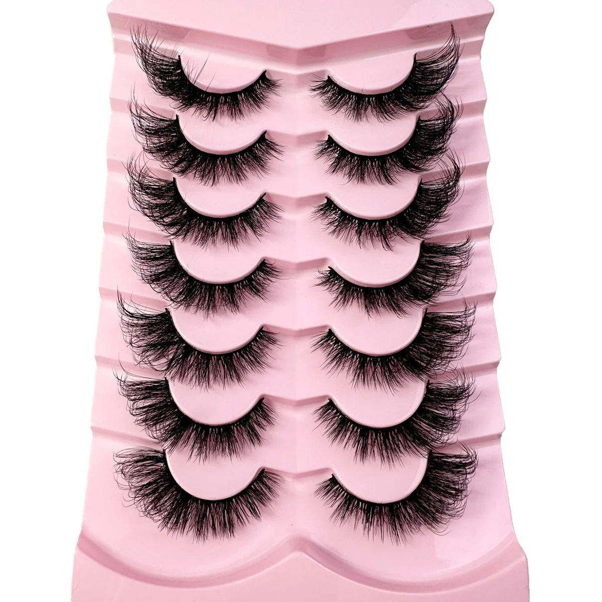 New 7Pairs Lashes 3D False Eyelashes 5D Fluffy Faux Mink Lashes Cat EyeLashes Reusable Volume Mink Eyelashes Extention Makeup