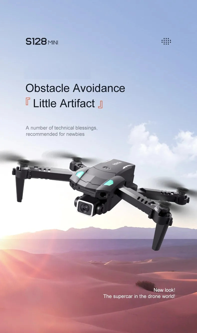 New S128 Mini Drone 4K Professional HD Dual Camera Three-Sided Obstacle Avoidance Air Pressure Fixed Height Foldable Quadcopter