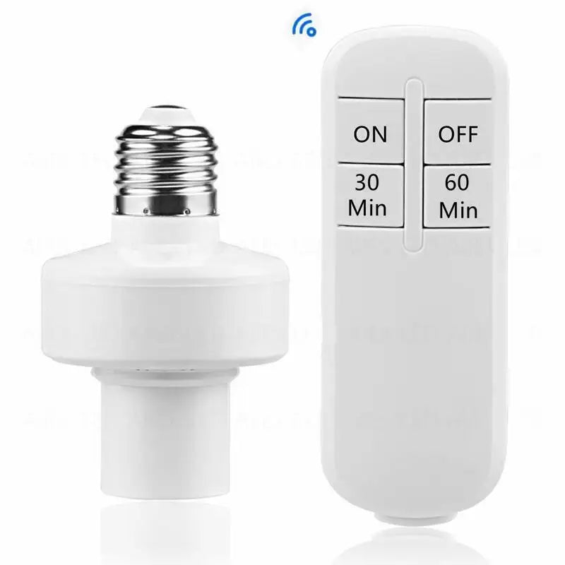 Smart Switch Wireless Remote Control E27 110V-240V Timer LED Lamp Holder Socket ON/OFF 15M Range Smart Device AA Battery Powered