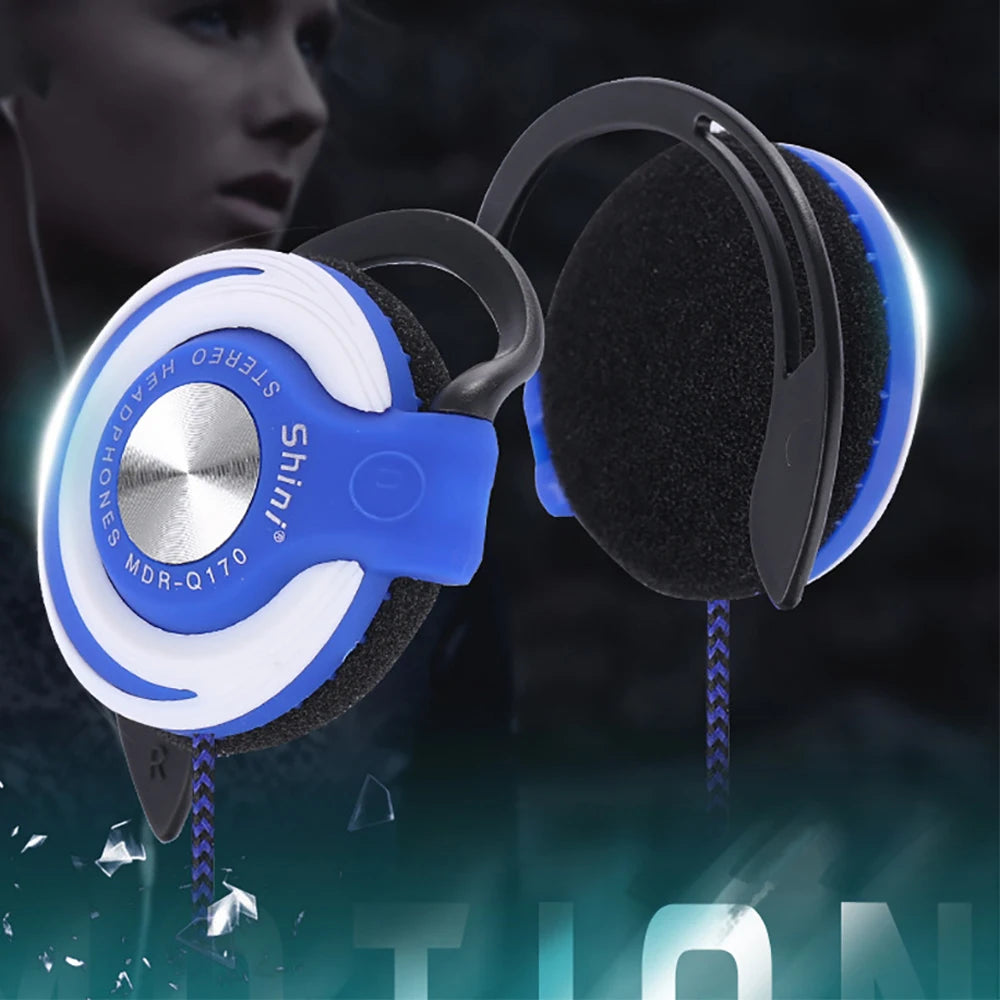 Q170 Universal 3.5mm Wired Headphones HIFI Heavy Bass Headset Over-ear Adjustable Ear Hook Earphones Music Earphone