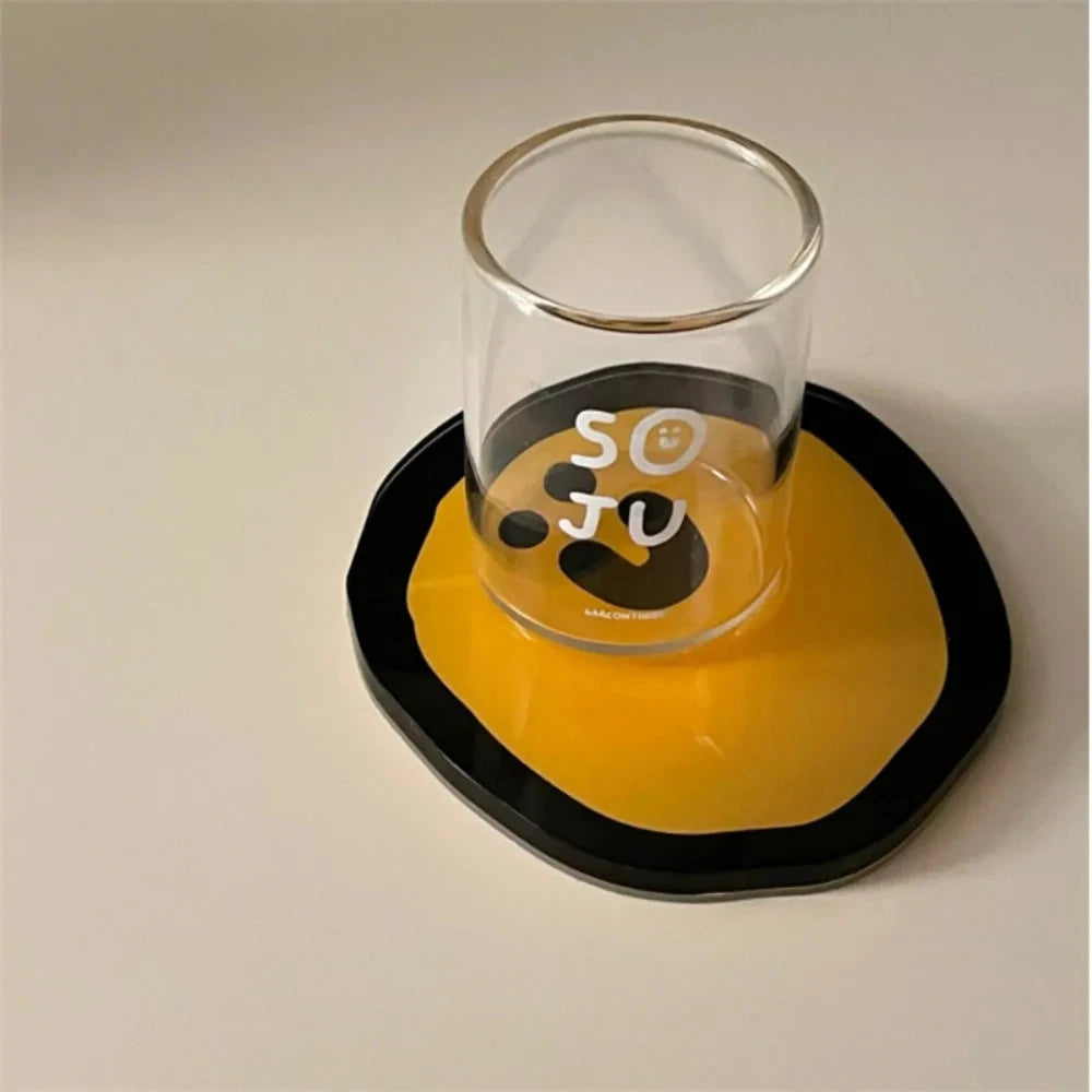 Cute Smiley Cartoon Acrylic Coaster Cup Mat Pad Mug Holder Mat Coffee Drinks Placemats Heat-resistant Bowl Pad