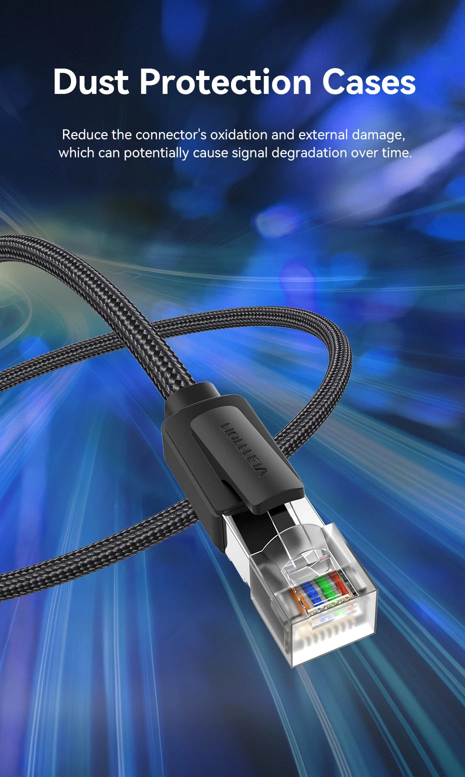Vention Ethernet Cable CAT8 40Gbps Cotton Braided Network Lan Patch Cord for PC Modem Laptop PS 5/4 Router RJ45 Cable Ethernet