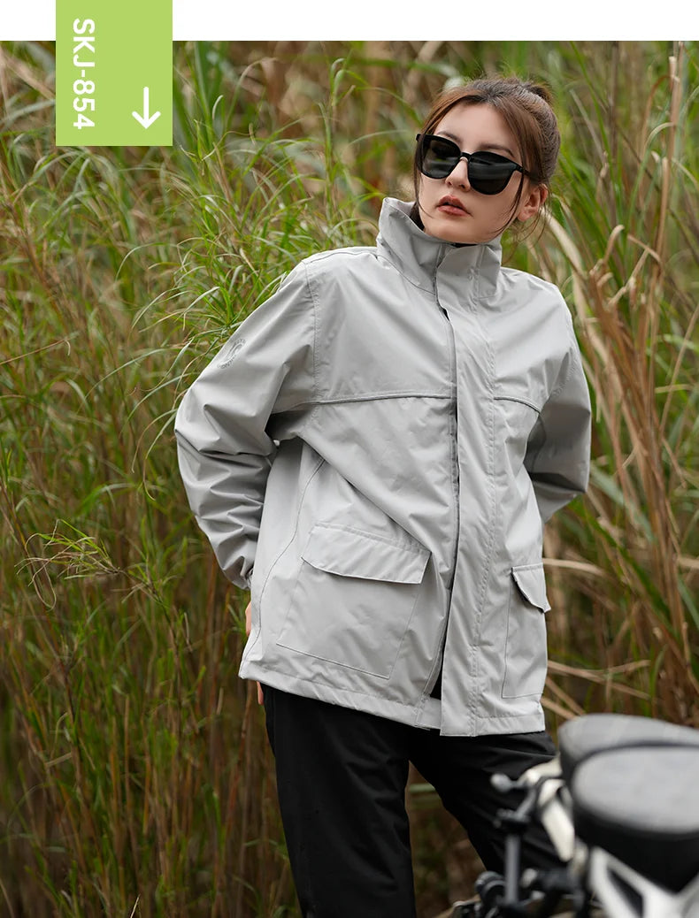 Star Field Knight Black Motorcycle Rider Raincoat Suit Men Women Riding Waterproof Clothes Raincoat Rainpants Split 2Pcs/set