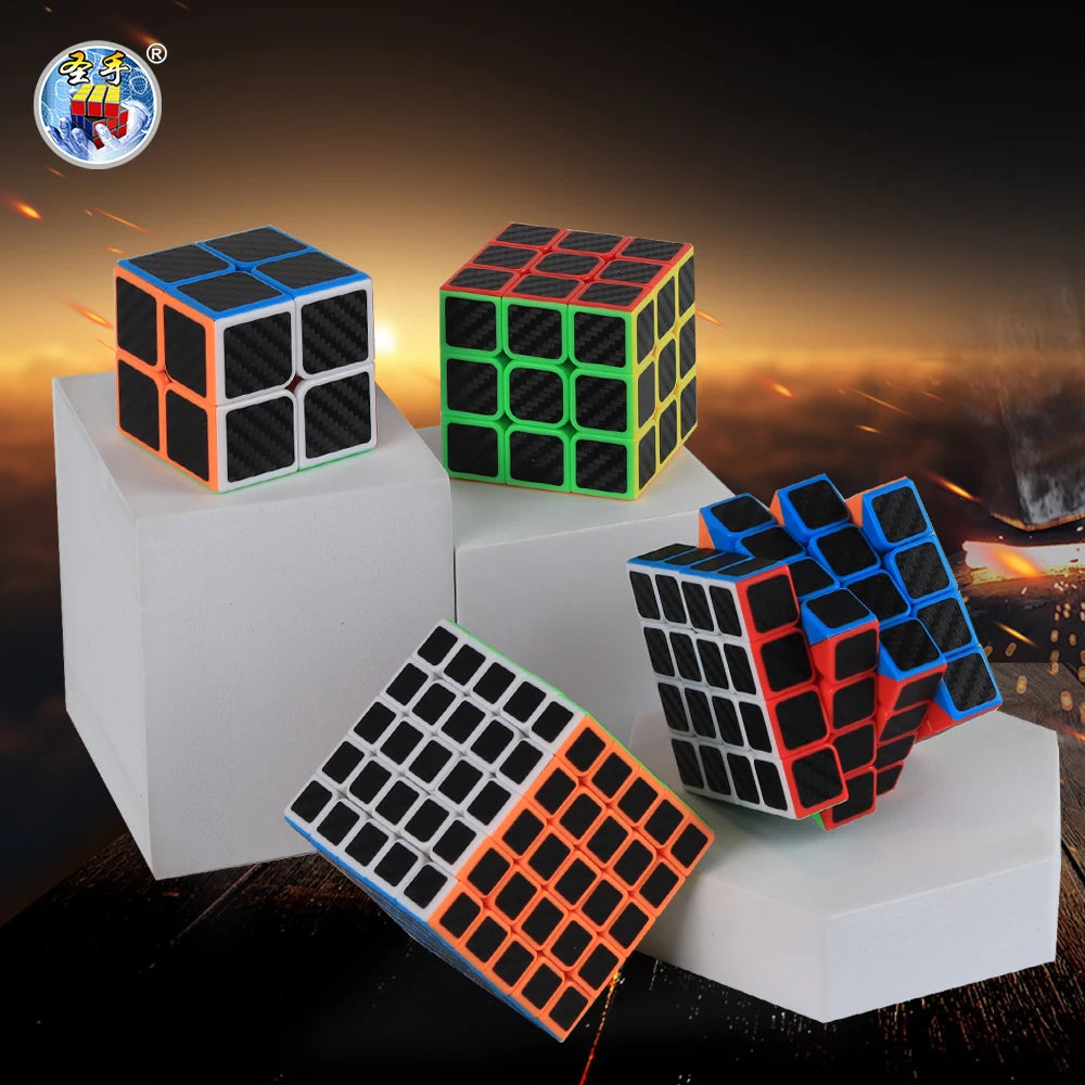 SENGSO Speed Cube 2x2 3x3 4x4 5x5 Carbon Fiber Sticker Magic Cubo Profession Puzzle High Quality Kid's Fidget Toys