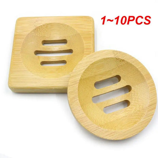 1~10PCS Bathroom Toilet Tools Wooden Anti-Mildew Drain Box Bath Soap Rack Natural Bamboo Tableware Soap Dishes