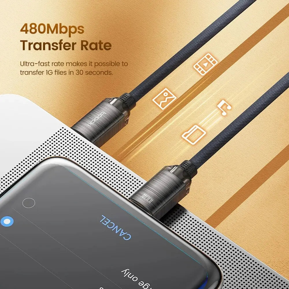 Toocki USB Type C to Type C Cable 100W Fast Charging for iPhone 15 Pro Max MacBook Samsung Galaxy Huawei Xiaomi Oneplus POCO