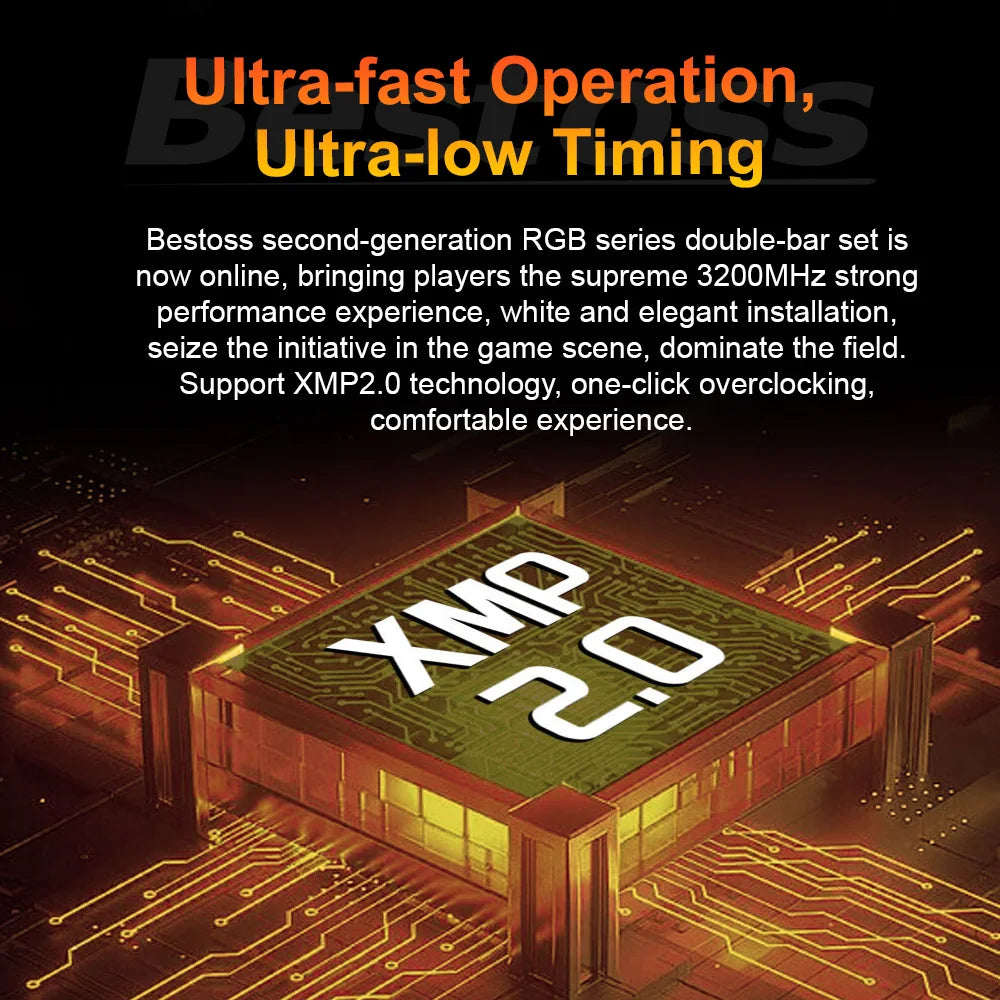 Bestoss Memoria RAM DDR4 RGB 8GB 16B 32GB 3200MHz DIMM RAM Desktop Memory Gaming High Performance