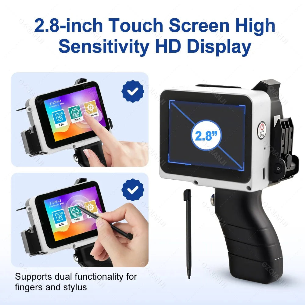12.7mm Mini Inkjet Printer with Grips 28 Languages Coding Portable Machine for Plastic Text Label Batch Number Date Logo Print