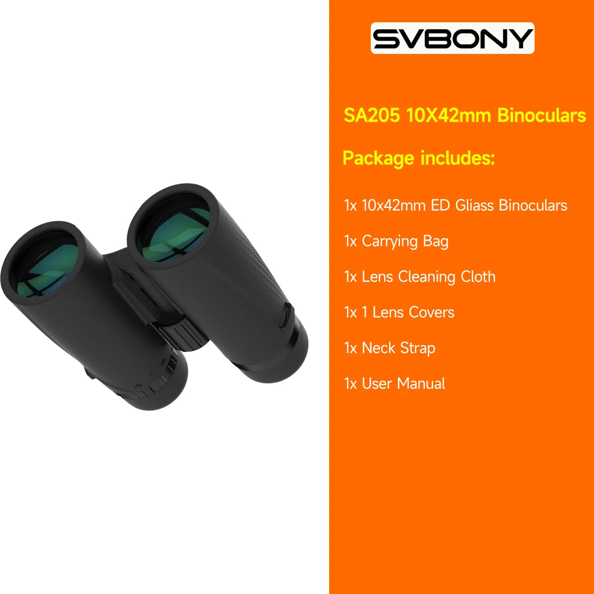 Svbony SA205 Binoculars ED Flat-field 8X42/10X42 Professional IP67 Waterproof BAK4 Twist-up Eyecups for Travelling Bird Watching