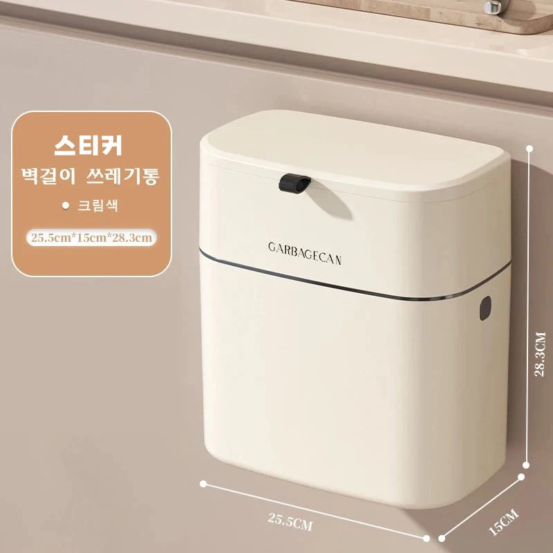 Stylish Hanging Trash Can for Household Toilets - Large Capacity, Square Design, Convenient Clamshell Lid