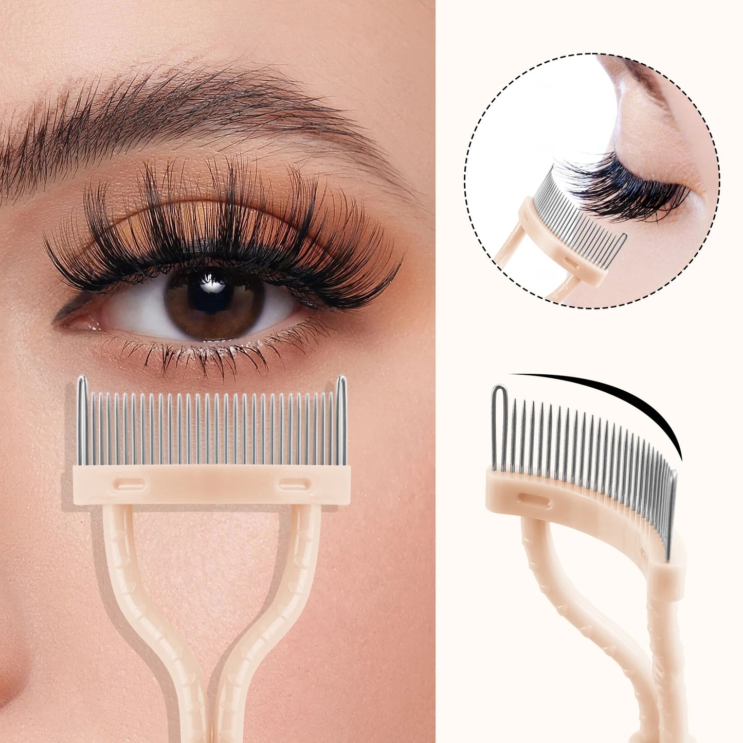 1-pack eyelash comb, eyelash separator - curved design, curling eyelashes to fit the eye shape, makeup tool with protective case