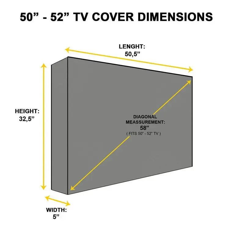 Outdoor TV Screen Dust Cover Black LCD Television Set Water Dust Resistant Protect Bag 24" 38" 42" 48" 52" 65inch