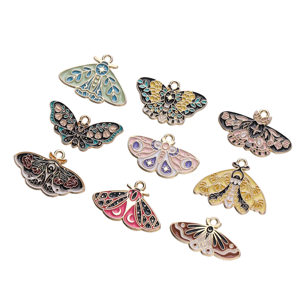 10Pcs/lot 10 Styles Alloy Metal Drop Oil Butterfly Charms Animal Pendant For DIY Bracelet Necklace Jewelry Making Accessories
