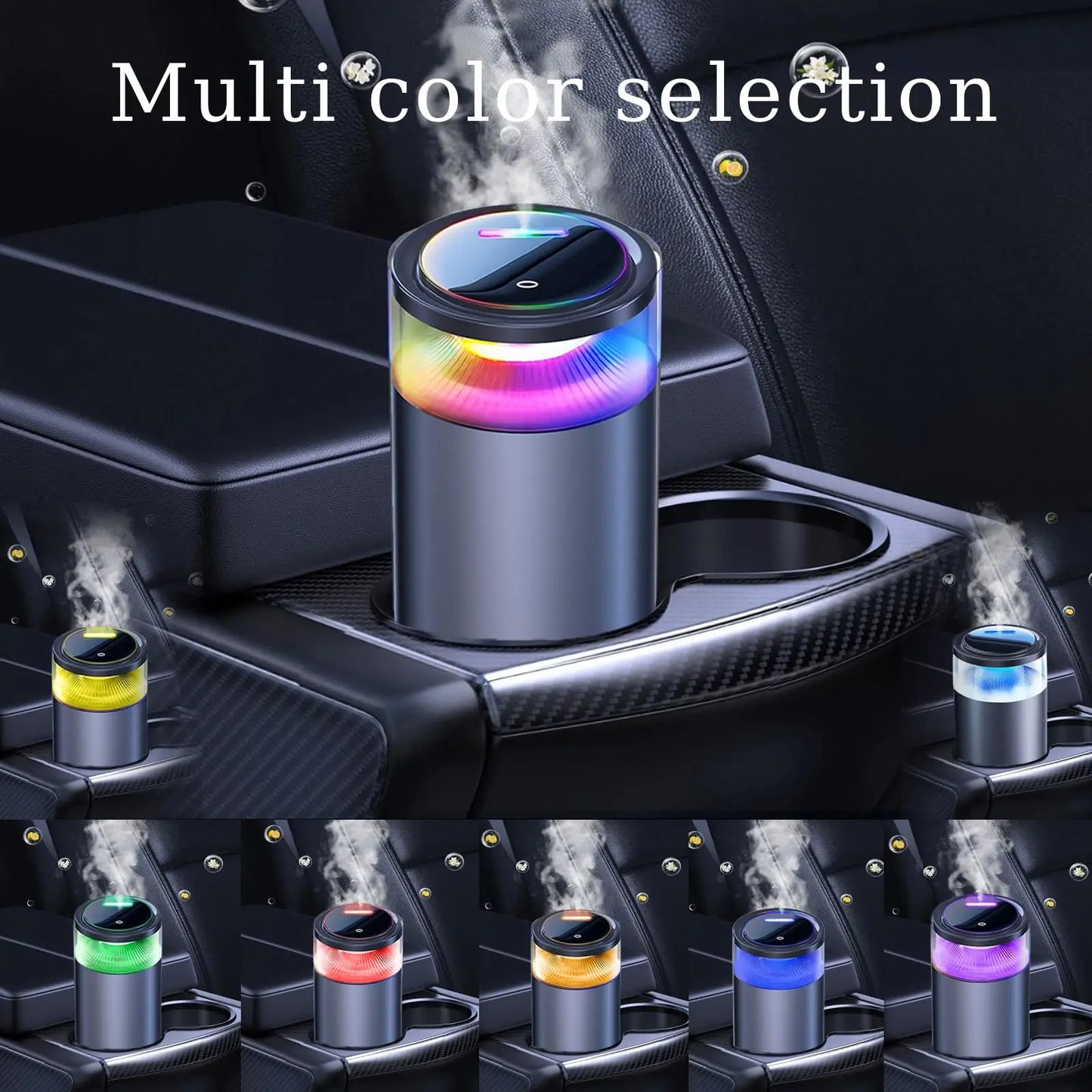 Smart Car Fragrance Diffuser Rechargeable  Cloud Mist Ultrasonic Auto On/Off RGB Long Lasting Premium Scents Interior Deodorizer