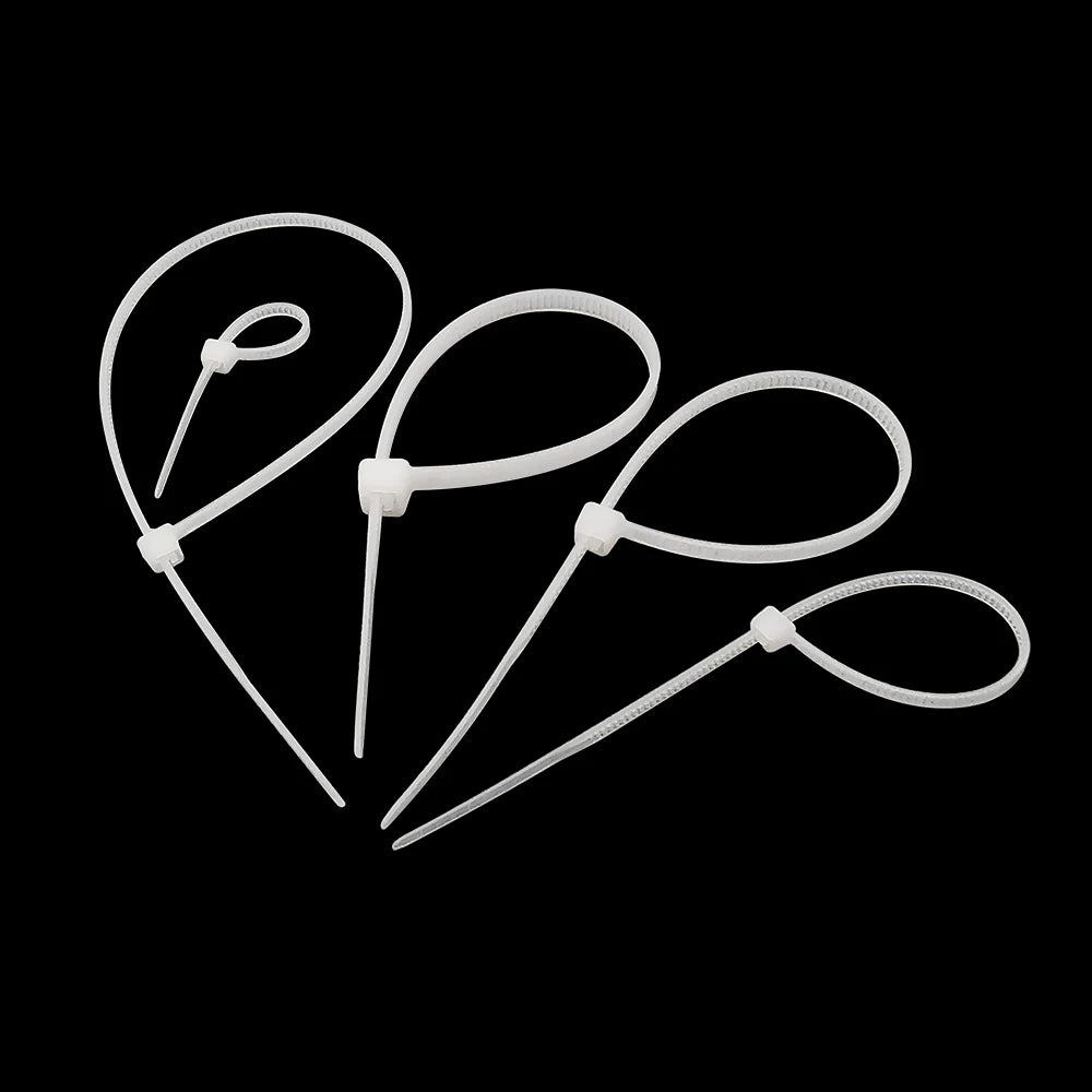 100Pcs White Self locking Nylon Industrial Cable Tie1.99mmx80/100/120/150/200 2.7mmx300 Fasten Cable Organiser Wire Cable ZipTie