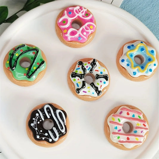 6pcs Adorable Mini Donut Shaped Refrigerator Magnets - Colorful Kawaii Decals for Fridge, Whiteboard, and Office Kitchen Decor