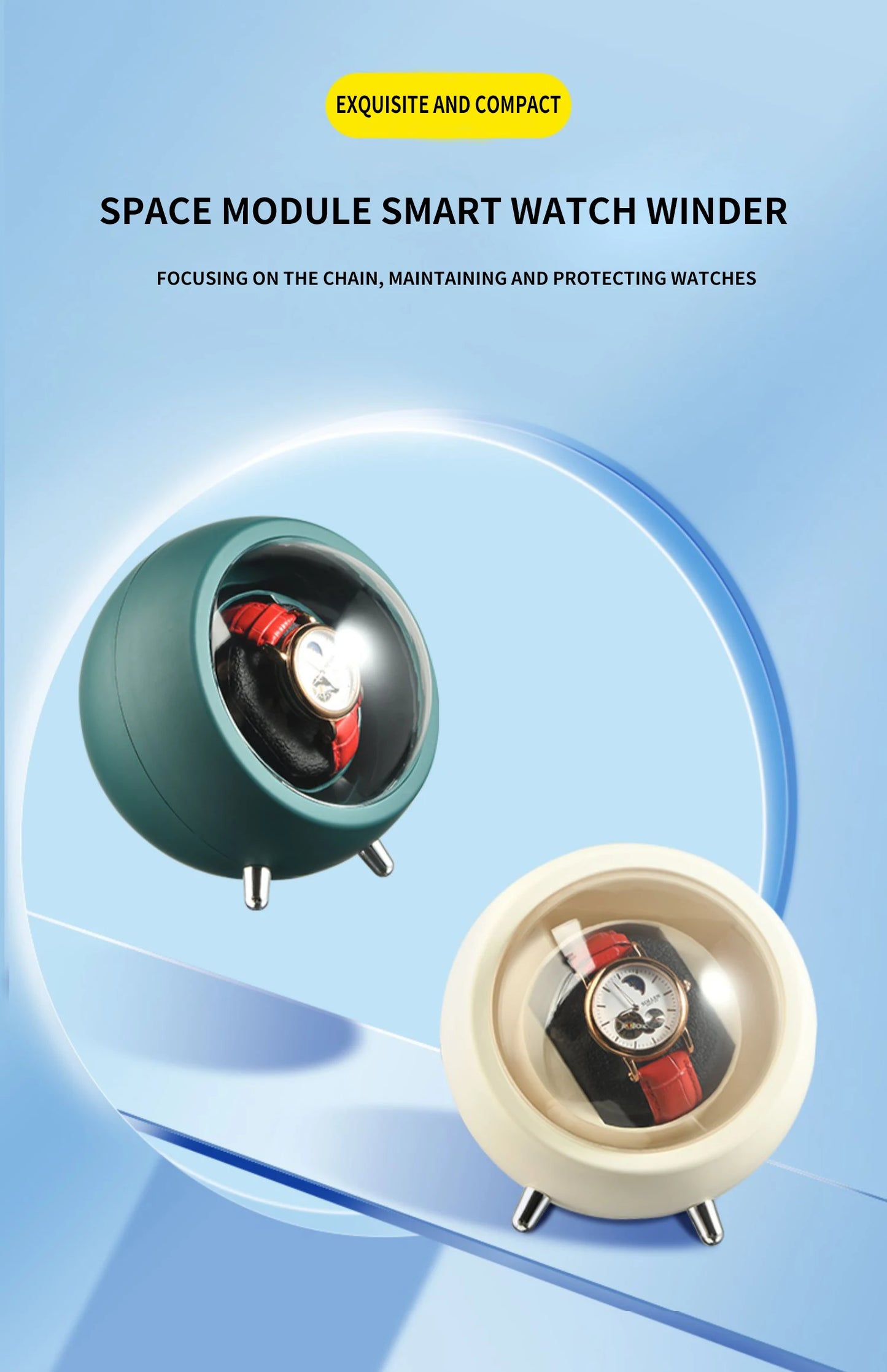 IBBETON Single Watch Winder for Automatic Watches Storage Box Automatic Winder Use USB Cable / with Battery Mabuchi Mute Motro