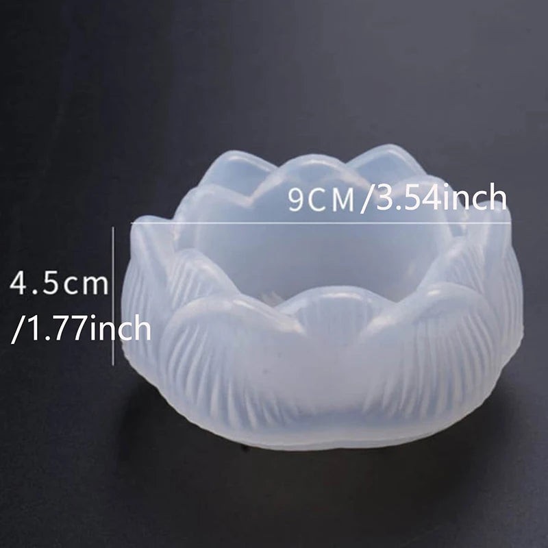 Lotus Shape Candle Holder Plaster Mold Lotus Candle Cup Vessel Cement Mold Terrazzo Silicone Mold Jesmonite