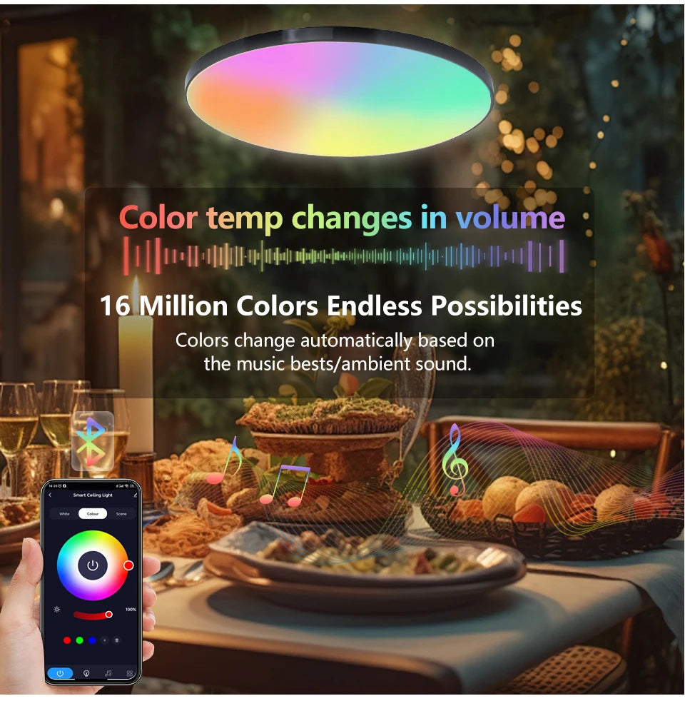 30W 36W Smart LED Ceiling Light RGB Dimming APP TUYA Remote Control Timing Indoor Home Decor Bluetooth WIFI Bedroom Living Room