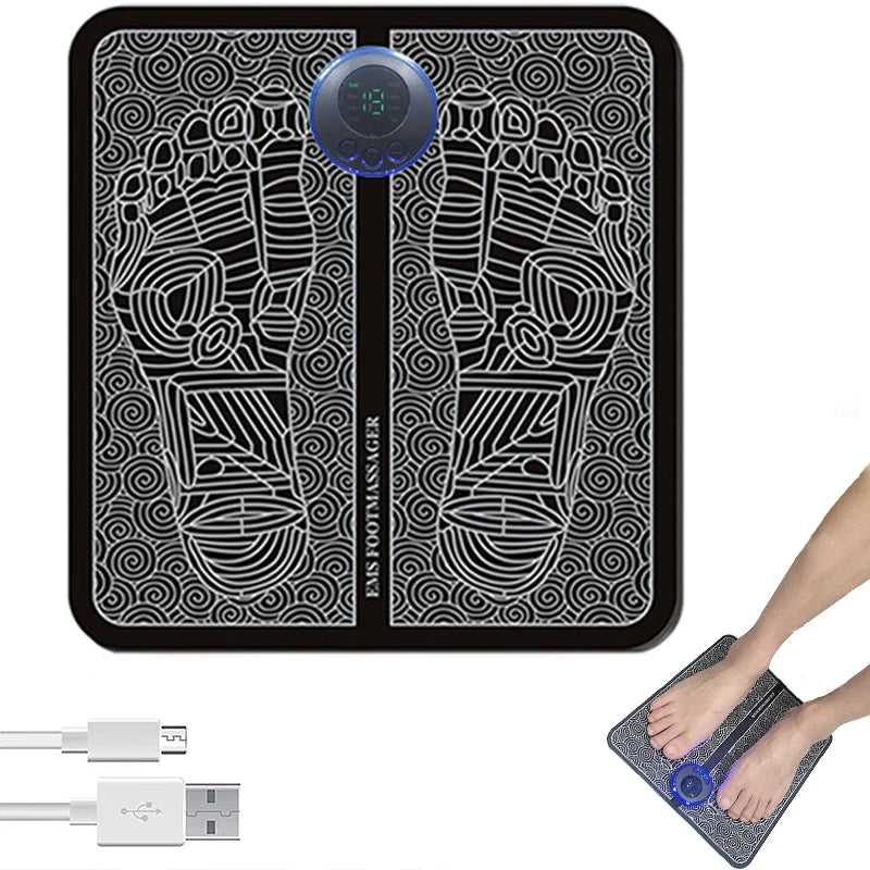 Foot Massage Pad Electric Sole Massage Tool USB Charging Convenient Fast Suitable for Home and Travel Black