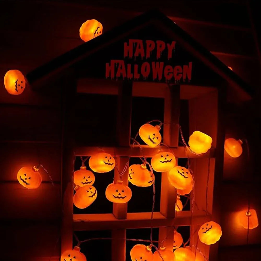 Halloween Pumpkin Led String Fairy Light Lamp Garland Battery Powered Waterproof Decorative Lanterns For Festive Room Ambiance