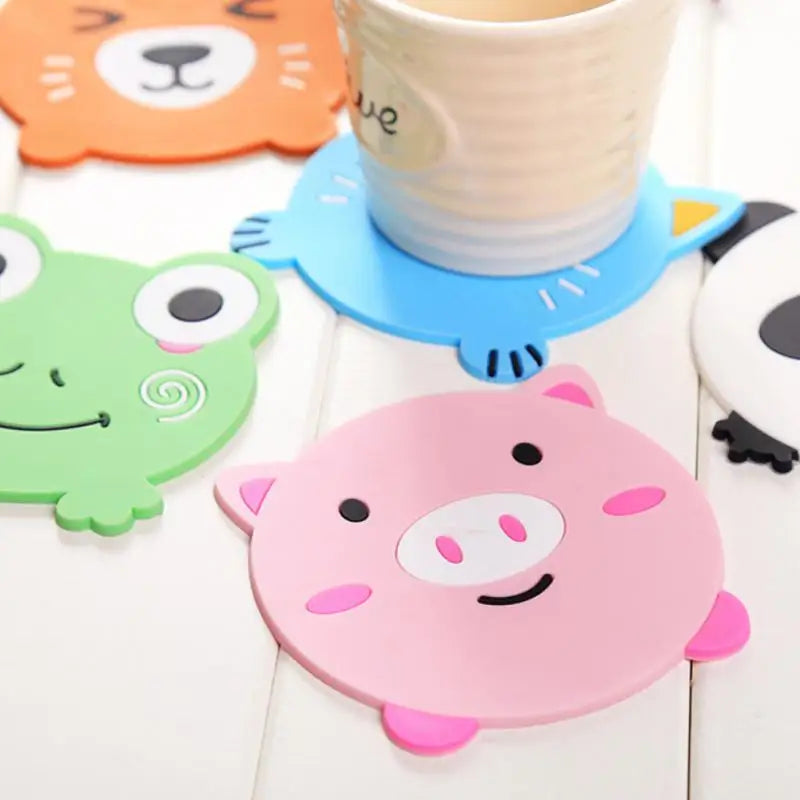 Cute Animal Cup Mats Pad Pot Holder Kitchen Accessories Cartoon Coaster Silicone Mat Drink Cup Coasters Non-slip Placemat