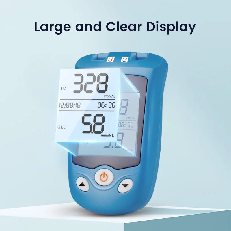 Sinocare Safe AQ UG Uric Acid and Blood Glucose 2in1 Test Meter Kit Blood Sugar Minotor with Strips Lancets for Diabetes Gout