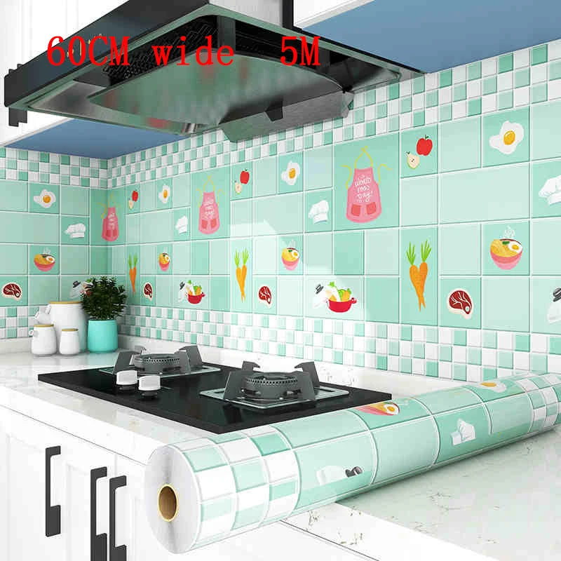 Kitchen Oil Resistant Stickers Waterproof Self-adhesive Wallpaper Stove Countertop Protective Pad Cabinet Countertop Marble Film