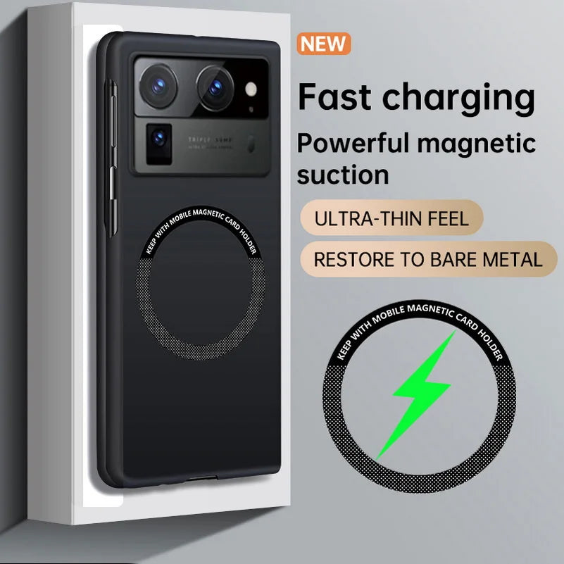 Ultra-thin Frameless Phone Case For Tecno Phantom V Fold2 Tecno V Fold Luxury Magsafe Magnetic Hard Cover