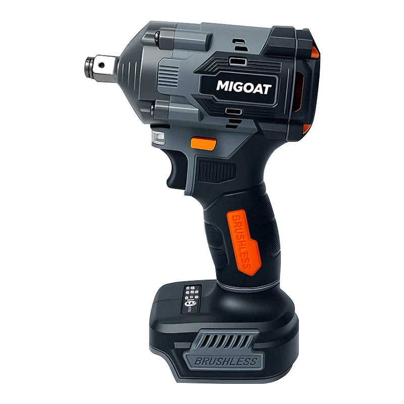 MIGOAT 600N.M Ultra High Torque Impact Wrench Brushless Motor Industrial Power Tool For Makita 18-21V Battery pin, Tool only