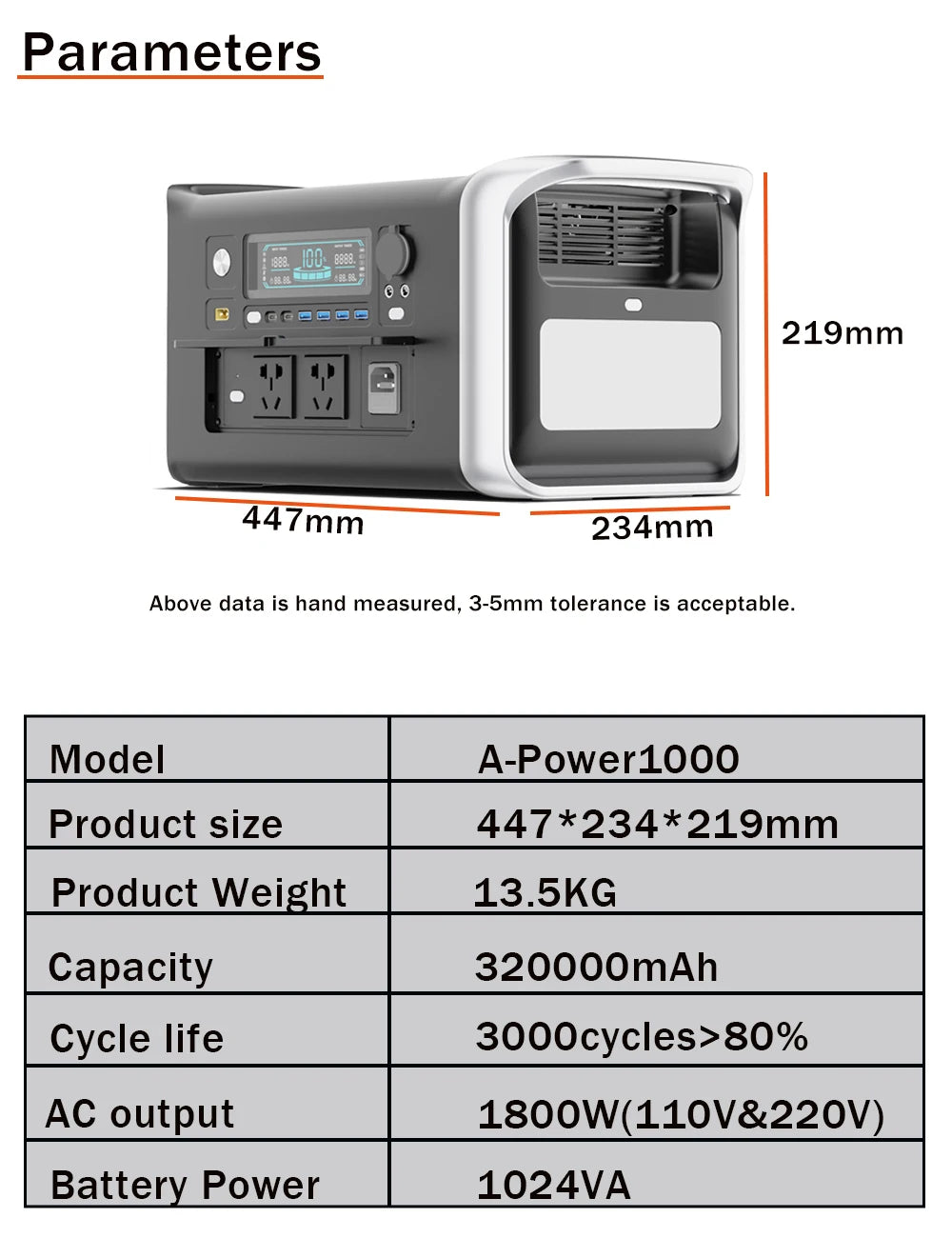 1800W 320000mAh 220V LiFePO4 Battery Portable Power Supply with UPS Function Portable Power Station For Home Appliance