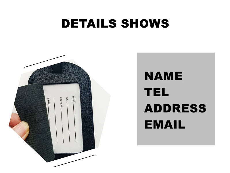 Women Men PU Leather Luggage Tag Suitcase Identifier Label Baggage Boarding Bag Tag Name ID Address Holder Travel Accessorie