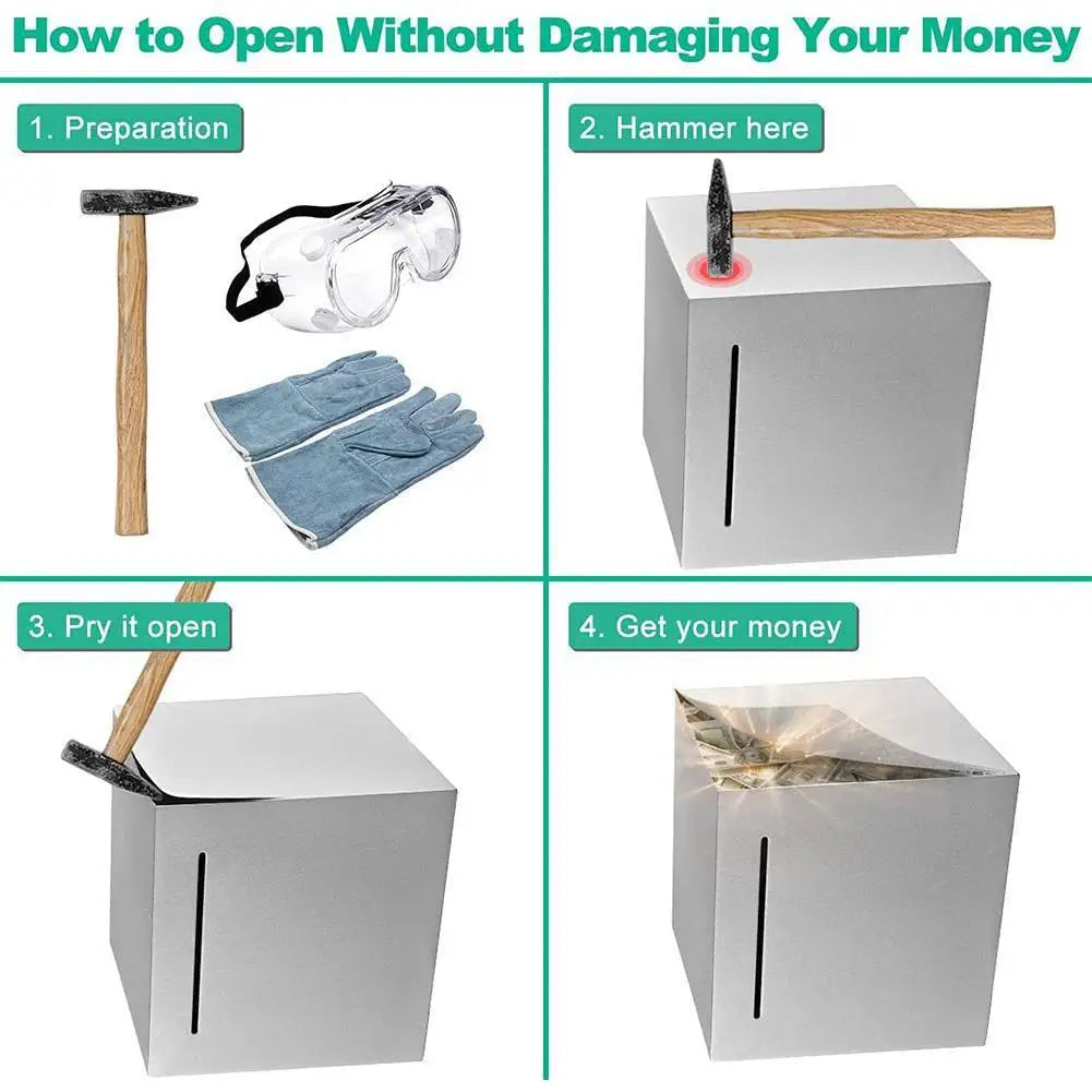 Steel Piggy Bank Only Enter Not Exit Large Capacity Money Savings Bank For Children's Metal Cash Box Coin Piggy Bank