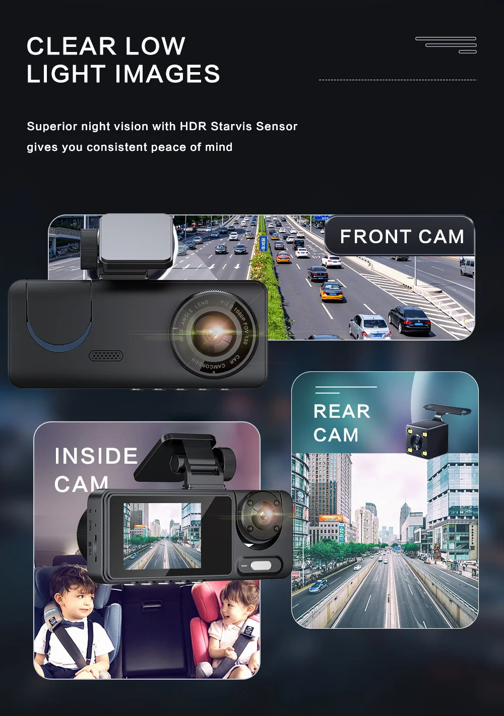 New Car 2-recorder High-definition Night Vision 1080P Car Driving Recorder Suction Cup 2-lens Car Front and inside Video