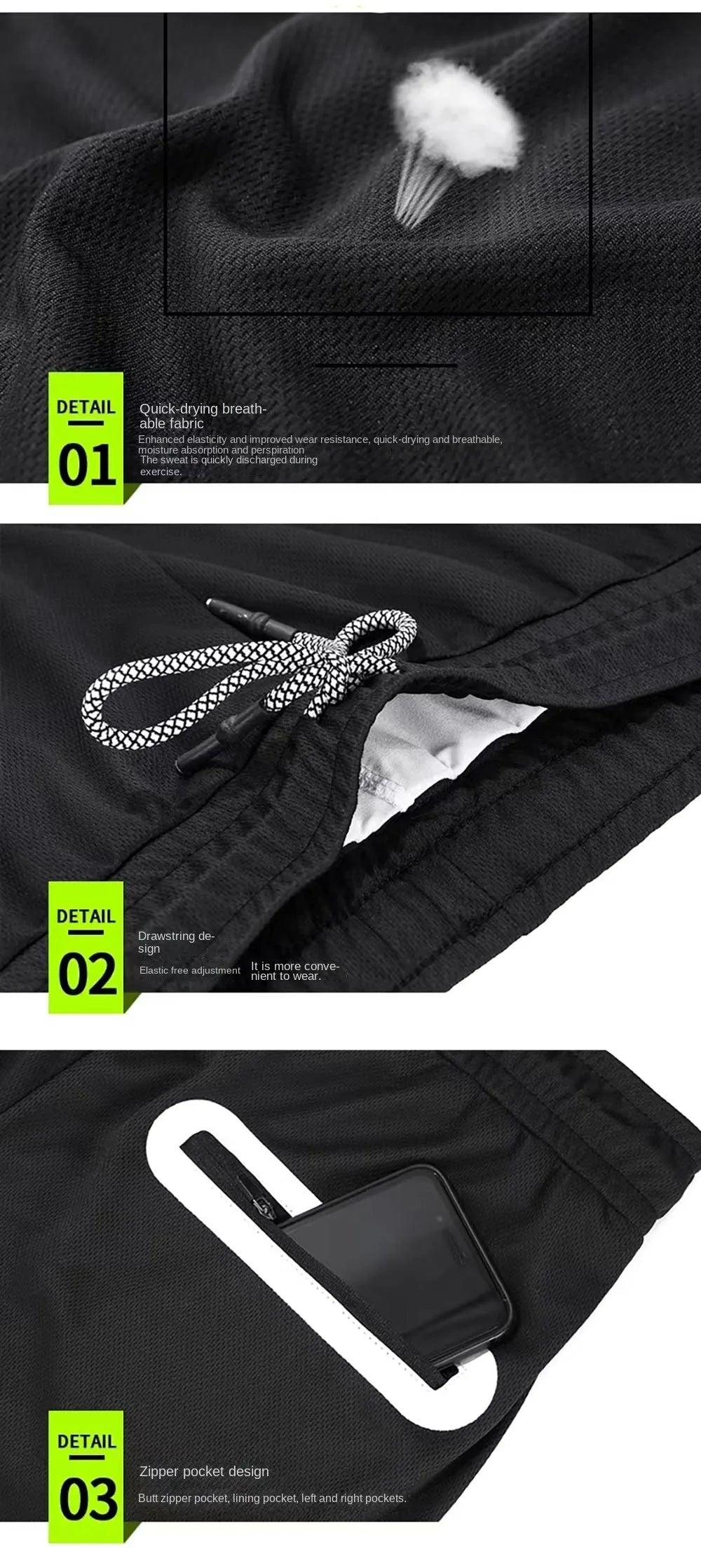 Men's Sport Shorts cool Sportswear Double-deck Running Shorts Summer 2 In 1 Casual Bottoms Fitness Training Jogging Short Pants