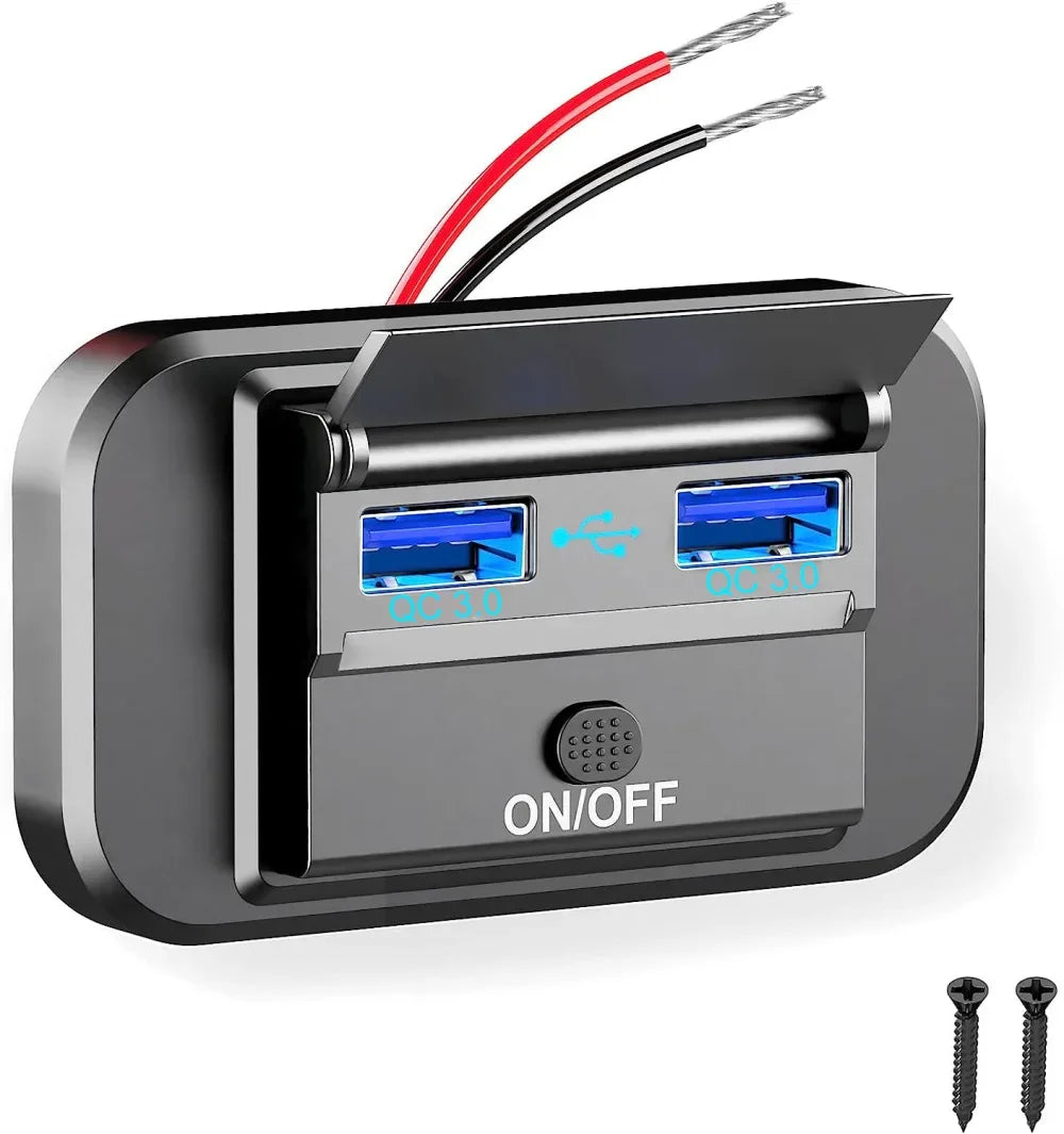 Car Charger Outlet Dual QC3.0 Output Ports Power Sockets for VW T5 T6 Camper Van RV Caravan Motorhome